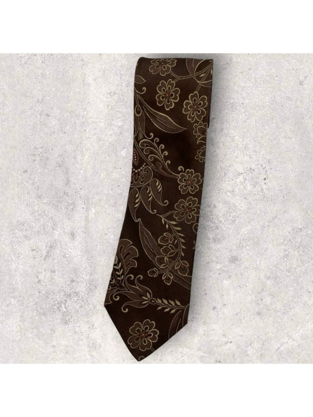 TED BAKER Silk Tie USA Brown Beige Paisley W:3.6" EUC